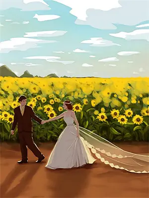 对镜描眉画红妆无停顿